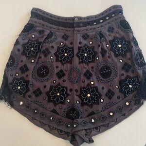 Free People beaded shorts, high Waisted, Worn once, size 8